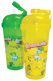 32 oz Lemon Ice Flip Top Cups W/ Lid And Straw
