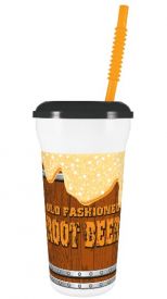 32 oz Souvenir Cup W/Lid And Straw. Root Beer Design