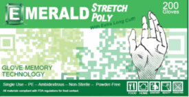 STRETCH POLY GLOVES LARGE 200CT (5 PER CASE)