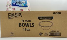 12oz White Plastic Bowl 800ct BASIX