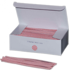 Twist Ties 3/16" X 7"  Large Red/White Striped  2000 ct