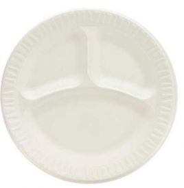 9" Foam Plate 3-Compartments 500ct