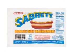 Sabrett Beef Hot Dogs 8:1, 5 lb (6 per Case) #743