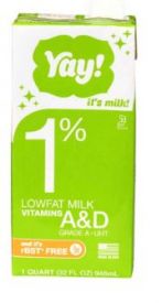 Shelf Stable 1% Milk 12/1qt YAY brand