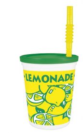 16 oz Tall Plastic Lemonade Cup With Lid And Straw 500 ct